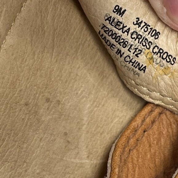 Frye wedge Alexa Criss Cross sandals tan leather 9M - Picture 9 of 10